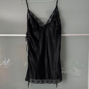 La SENZA Black Satin Lace Chemise
